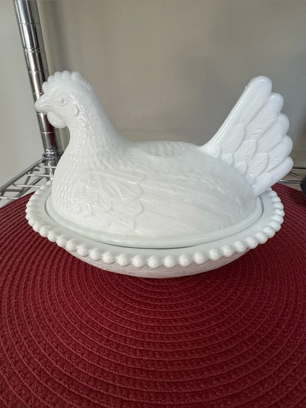 Indiana Glass White Hen-on-Nest Covered Dish